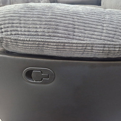 Rio Jumbo Cord Recliner Corner Sofa With Cupholders - Manual Reclining - Recliner Corner Sofa (Corner - Grey/Black)