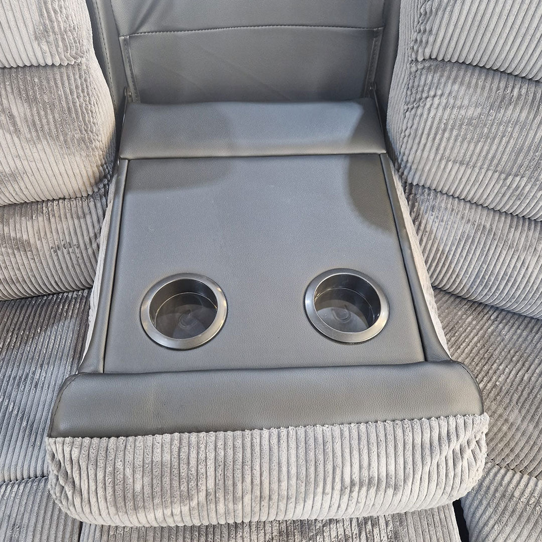 Rio Jumbo Cord Recliner Corner Sofa With Cupholders - Manual Reclining - Recliner Corner Sofa (Corner - Grey/Black)