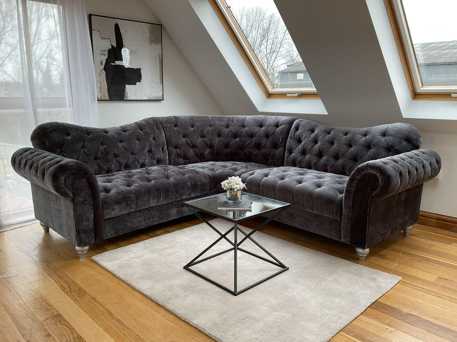 Elegance Fabric Corner Sofa Grey