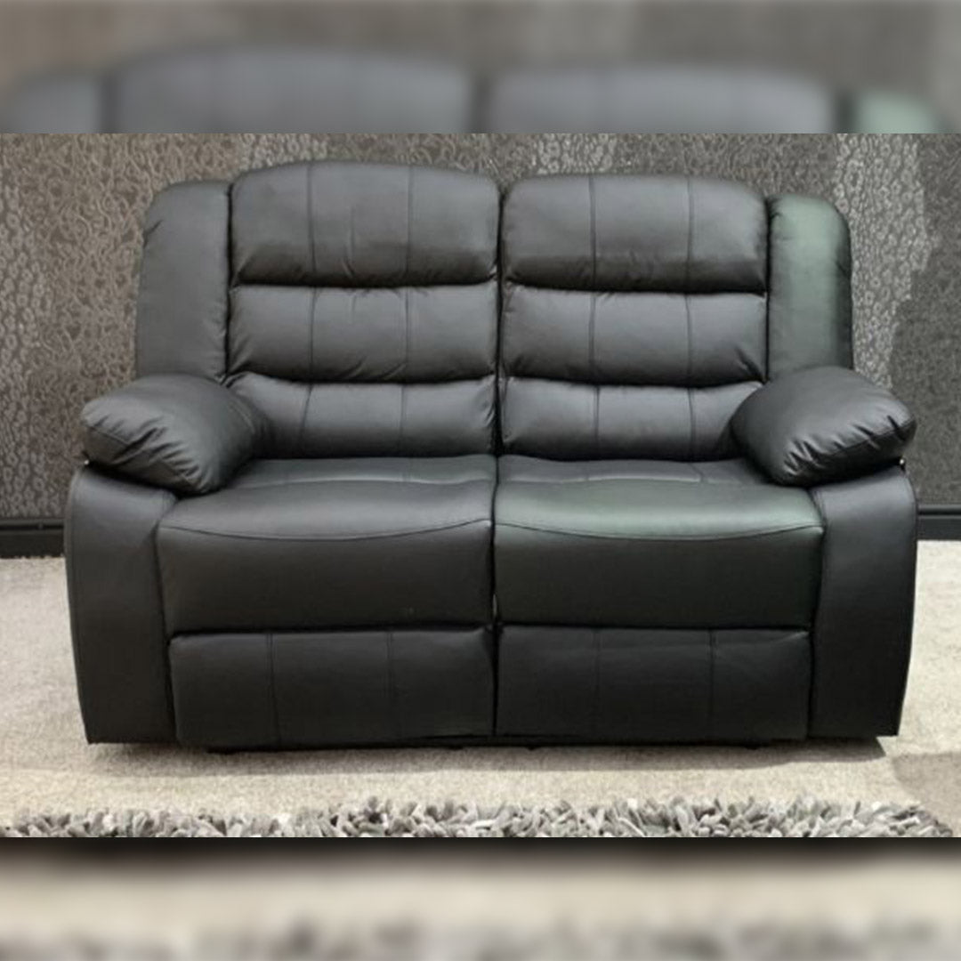 MNS Leather Recliner Sofa with Cupholders - 3+2 Seater Sofa - Black (3+2 Seater)
