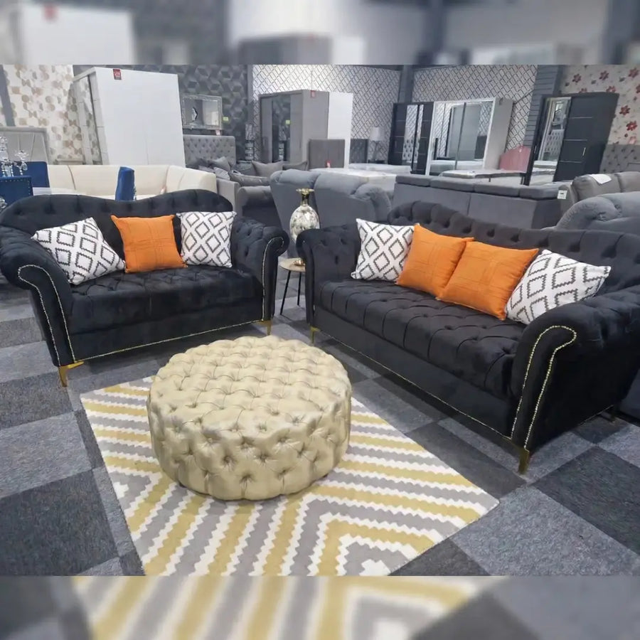 Elegance Chesterfield Sofa 3+2 Black