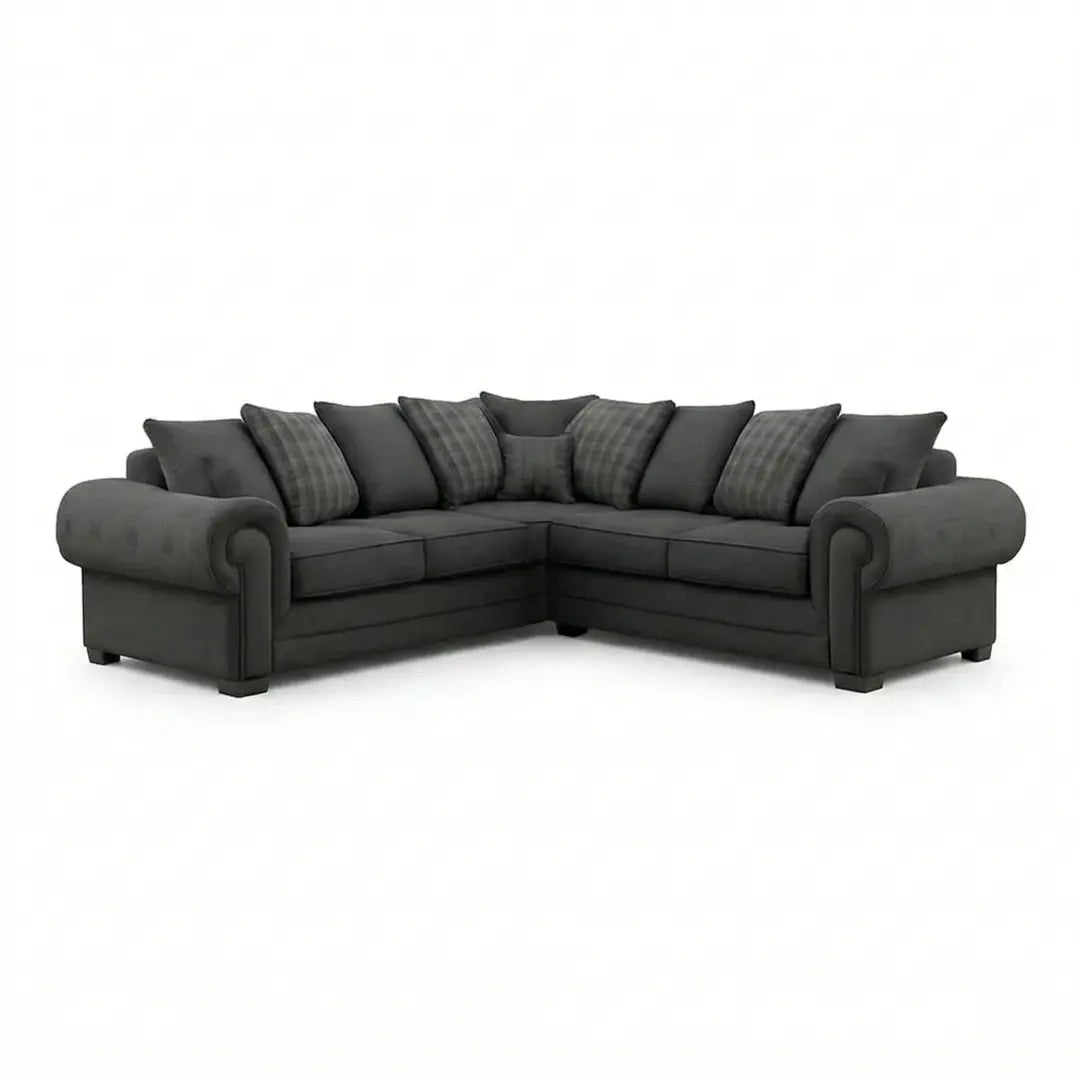 Verona Scatterback 5 seater fabric Sofa Black