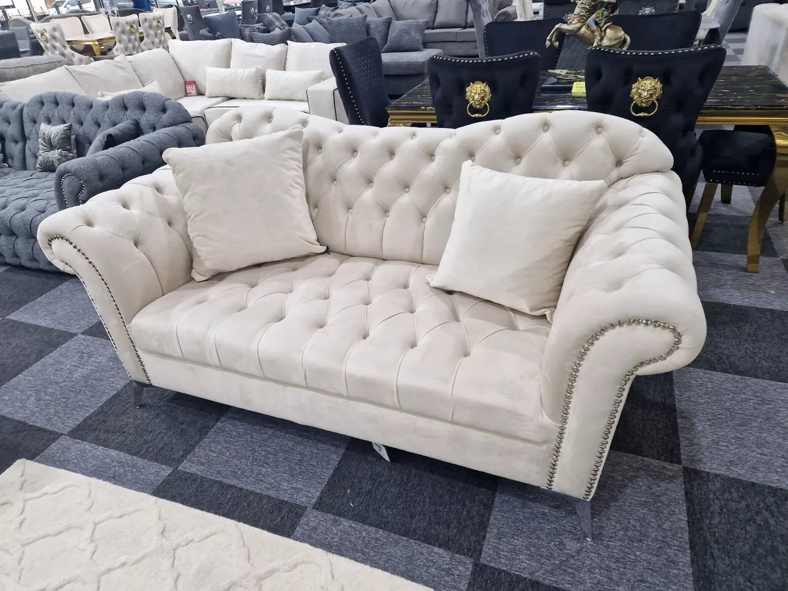 Elegance Chesterfield Sofa 3+2 Cream